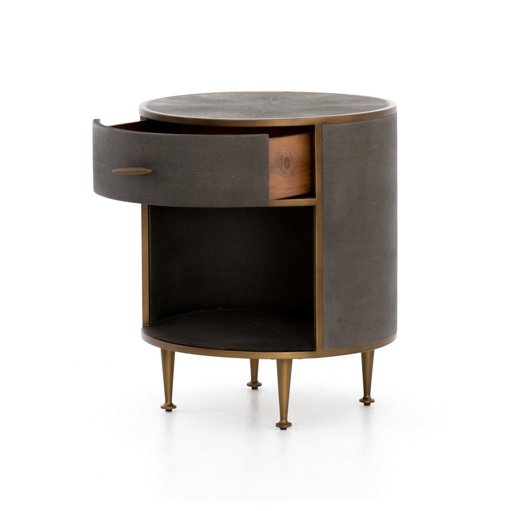 Shagreen Round Nightstand