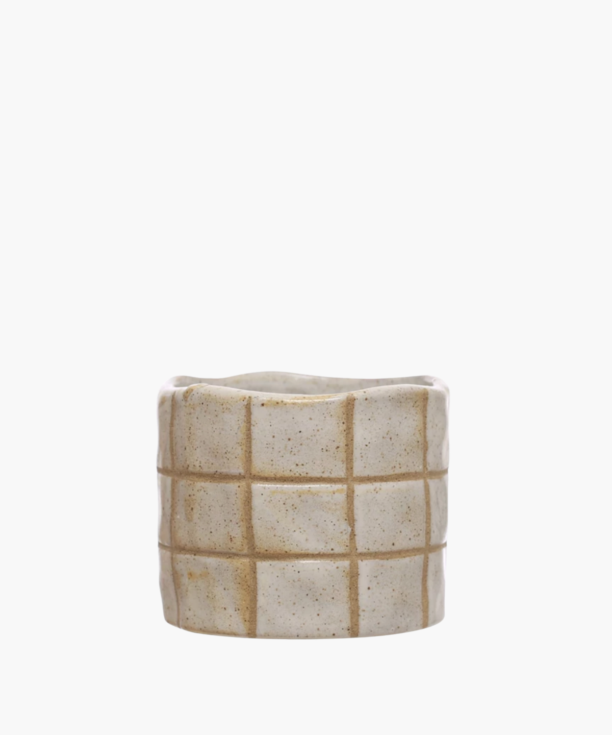 Stoneware Planter With Grid Pattern